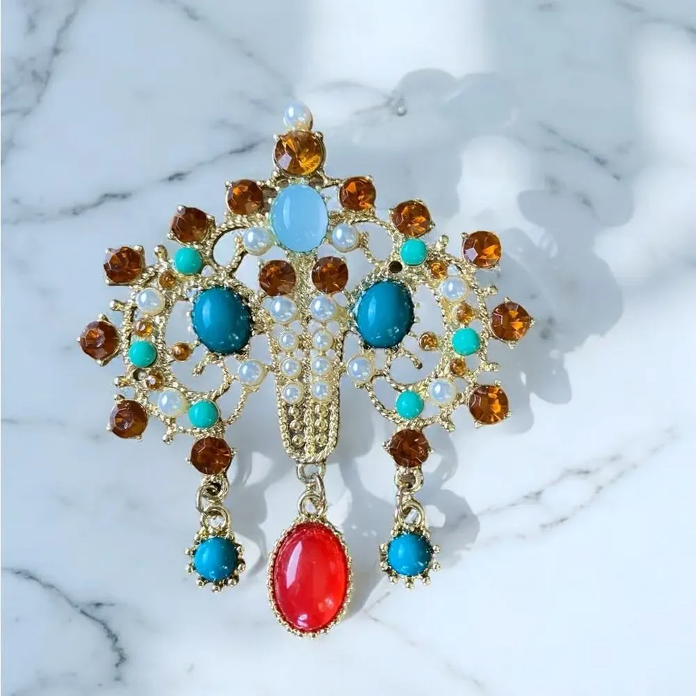 Vintage Inspired Multicolor Statement Brooch NEW